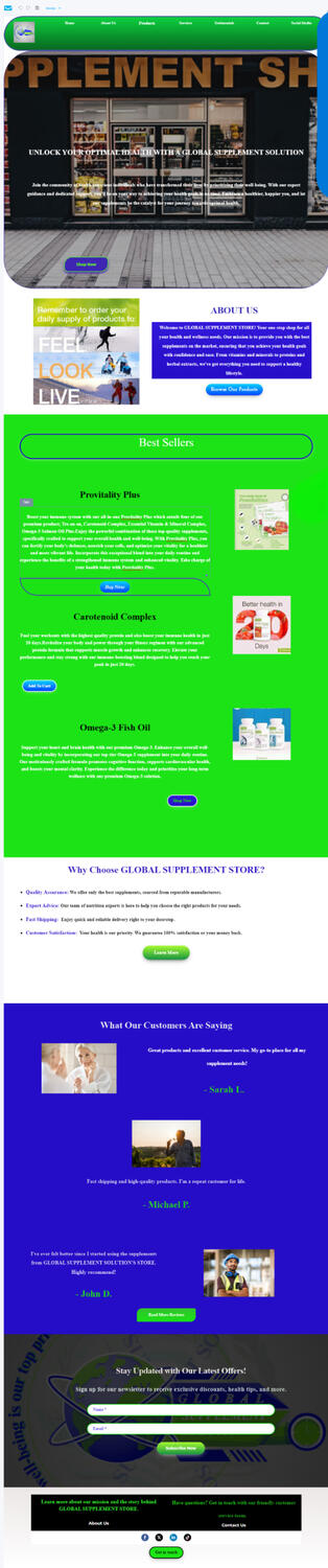 Supplement Landing page